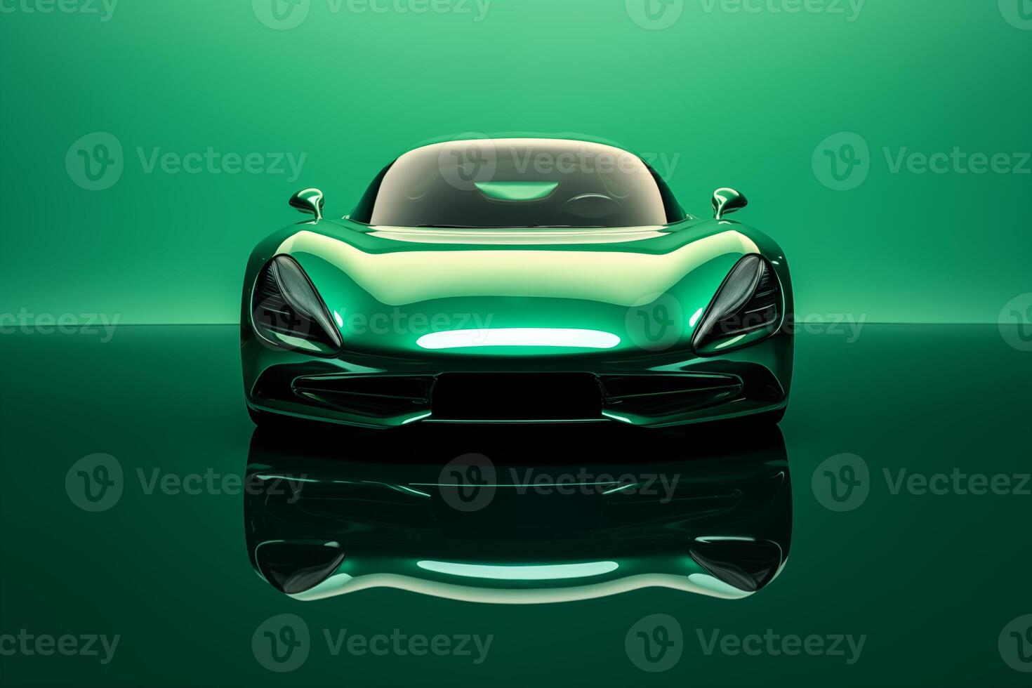 The futuristic a green sports car on a green background photo