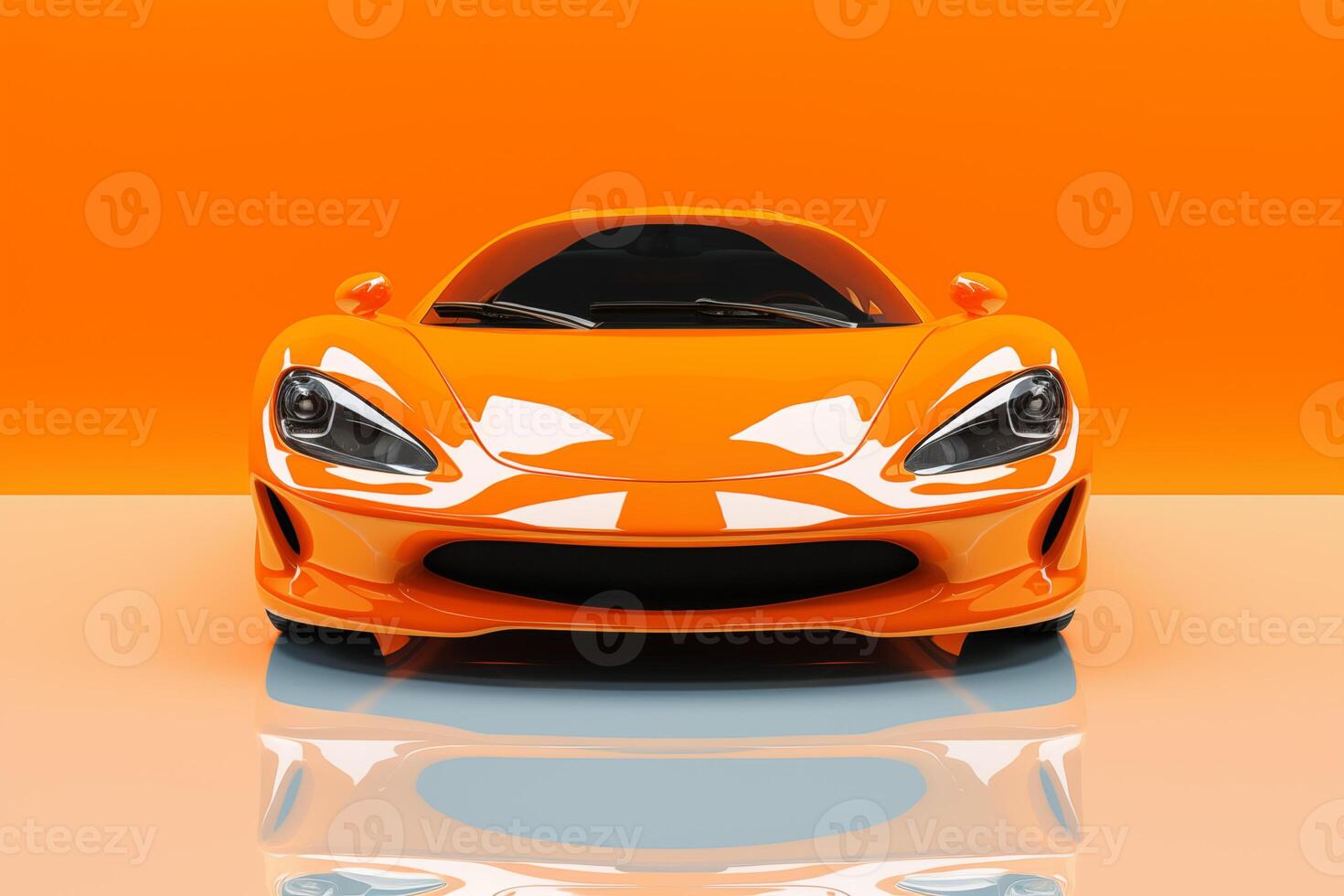 The futuristic an orange sports car on an orange background photo