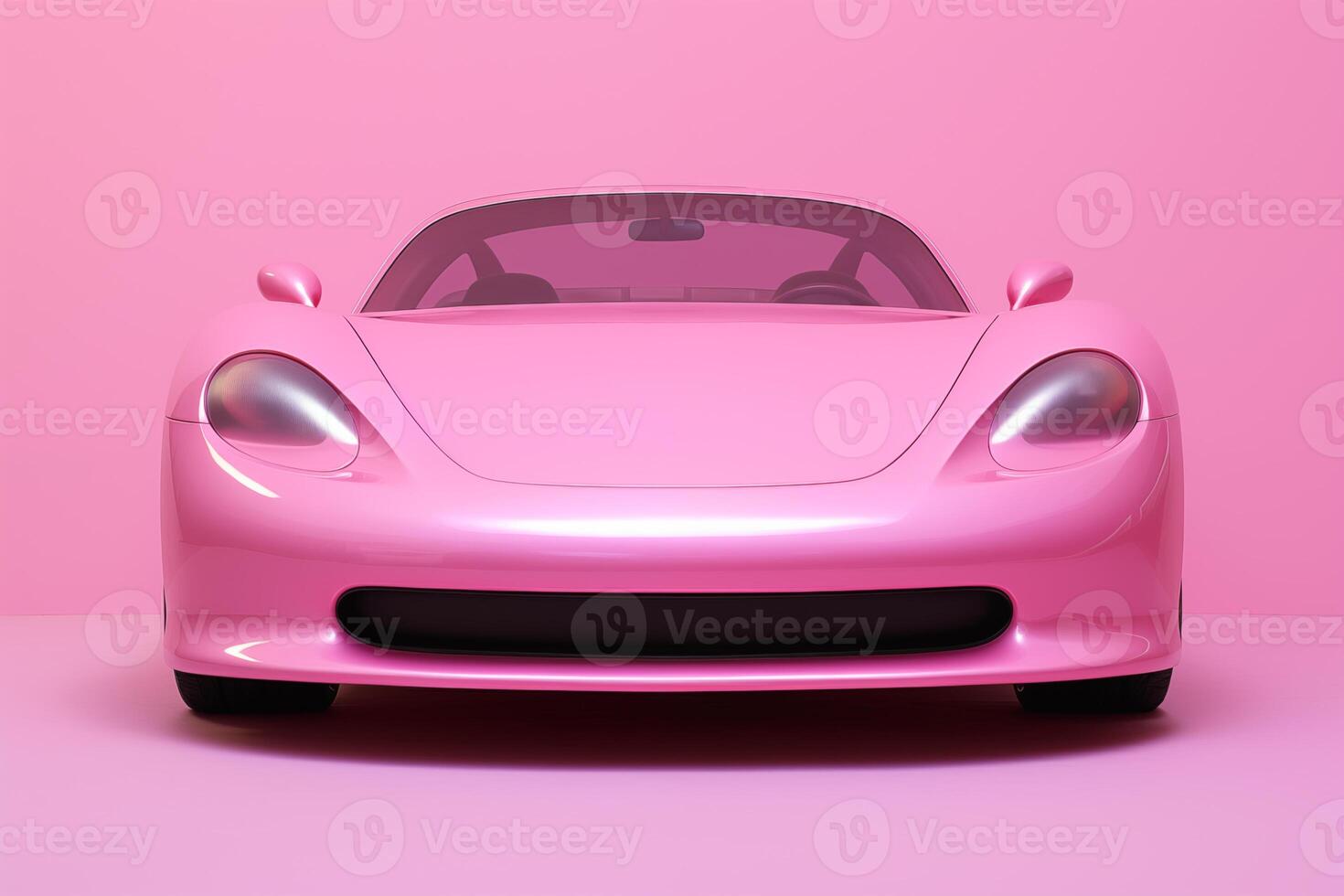 Pink sports car on a pink background photo