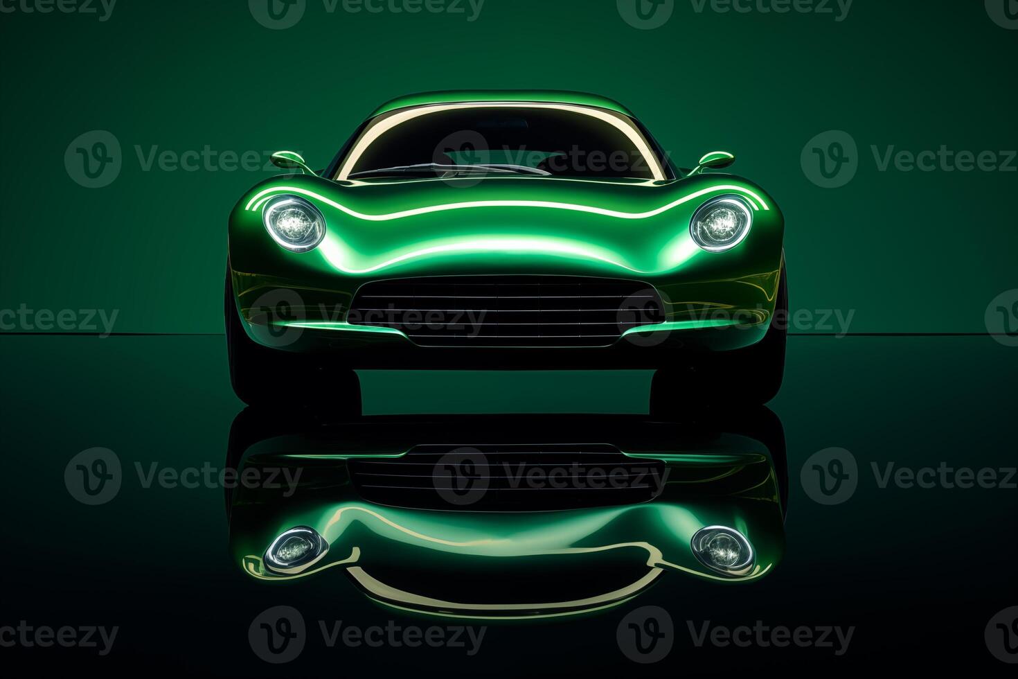 The futuristic a green sports car on a green background photo