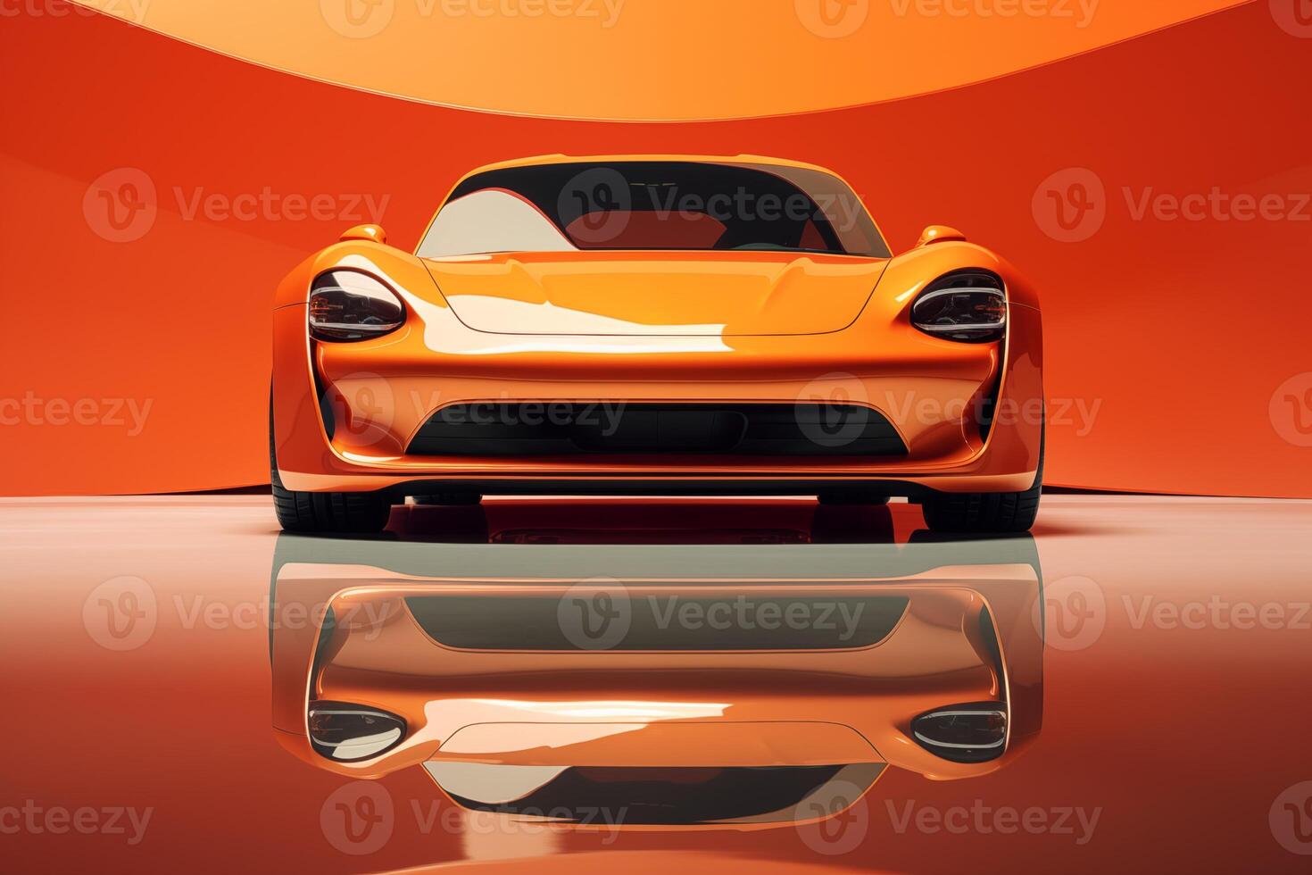The futuristic an orange sports car on an orange background photo