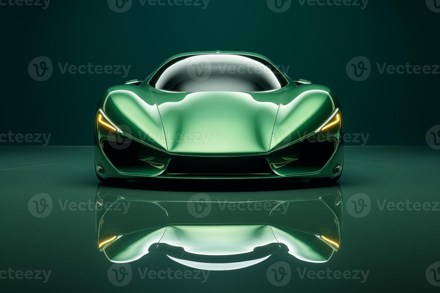 The futuristic a green sports car on a green background photo
