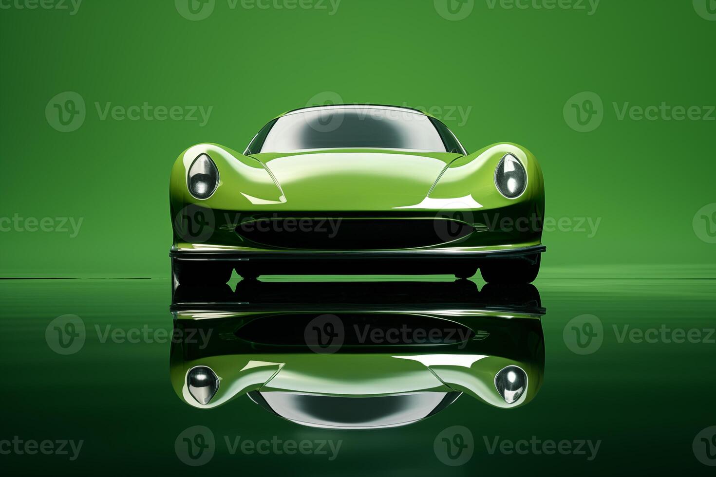 The futuristic a green sports car on a green background photo