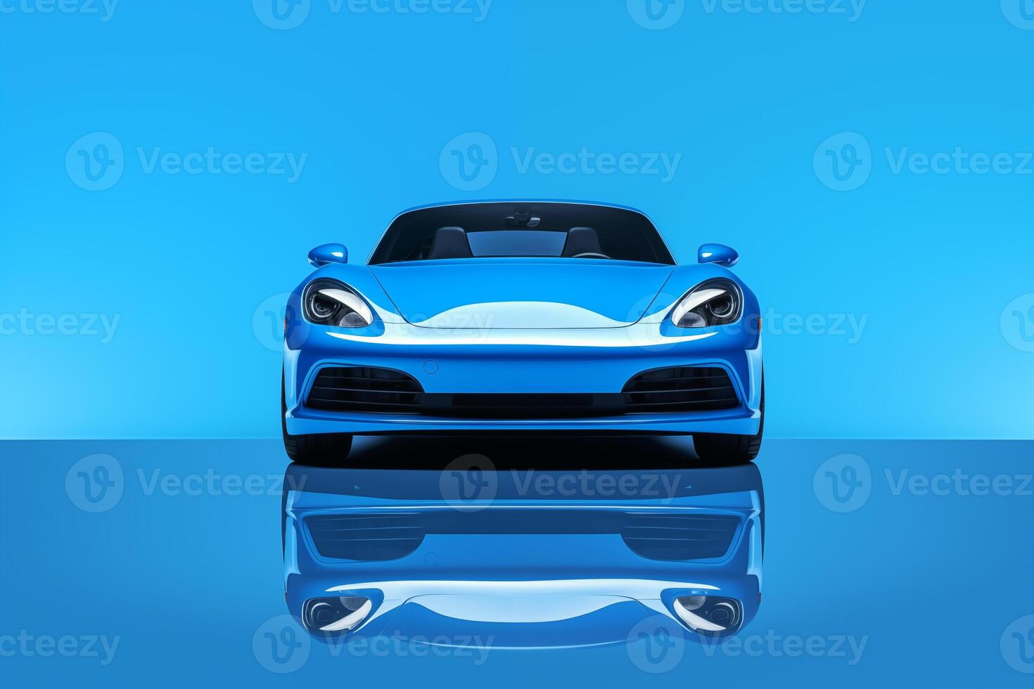 The futuristic a blue sports car on a blue background photo