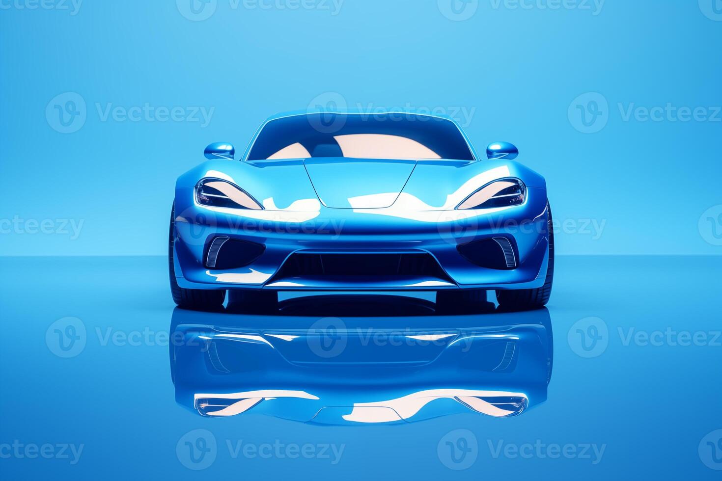 The futuristic a blue sports car on a blue background photo