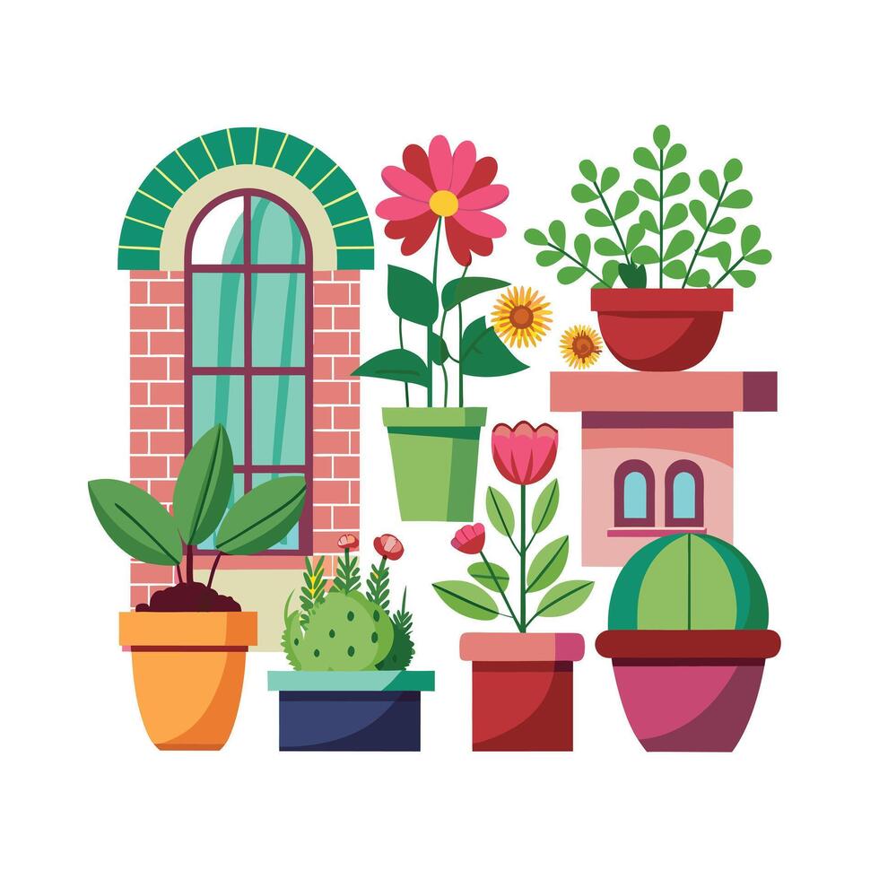 Flowerpot Houseplant Illustration vector