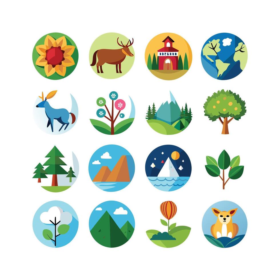 Nature Icon Set Collection Illustration vector
