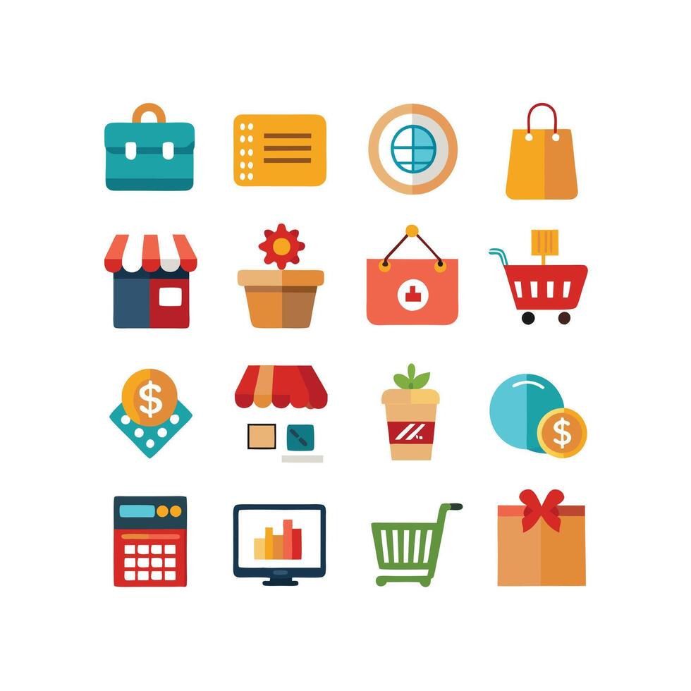 Retail and Shopping Icon Set Collection Illustration vector