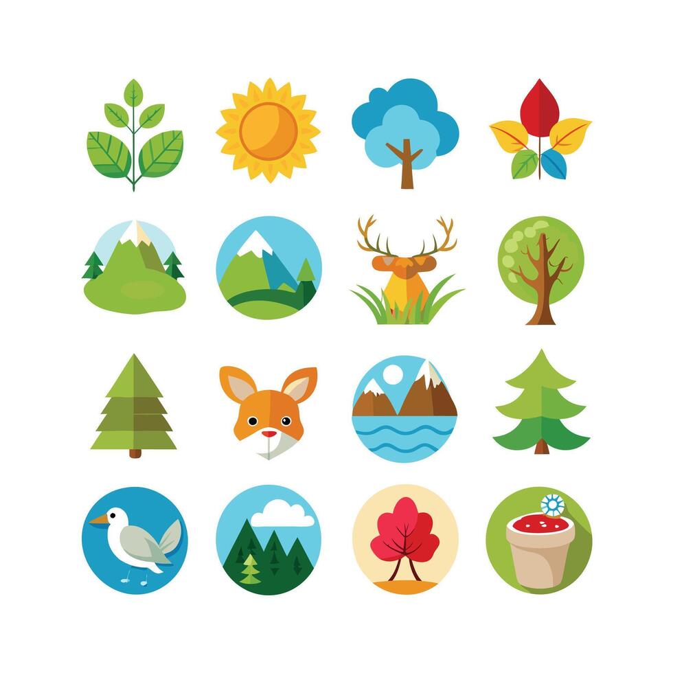 Nature Icon Set Collection Illustration vector
