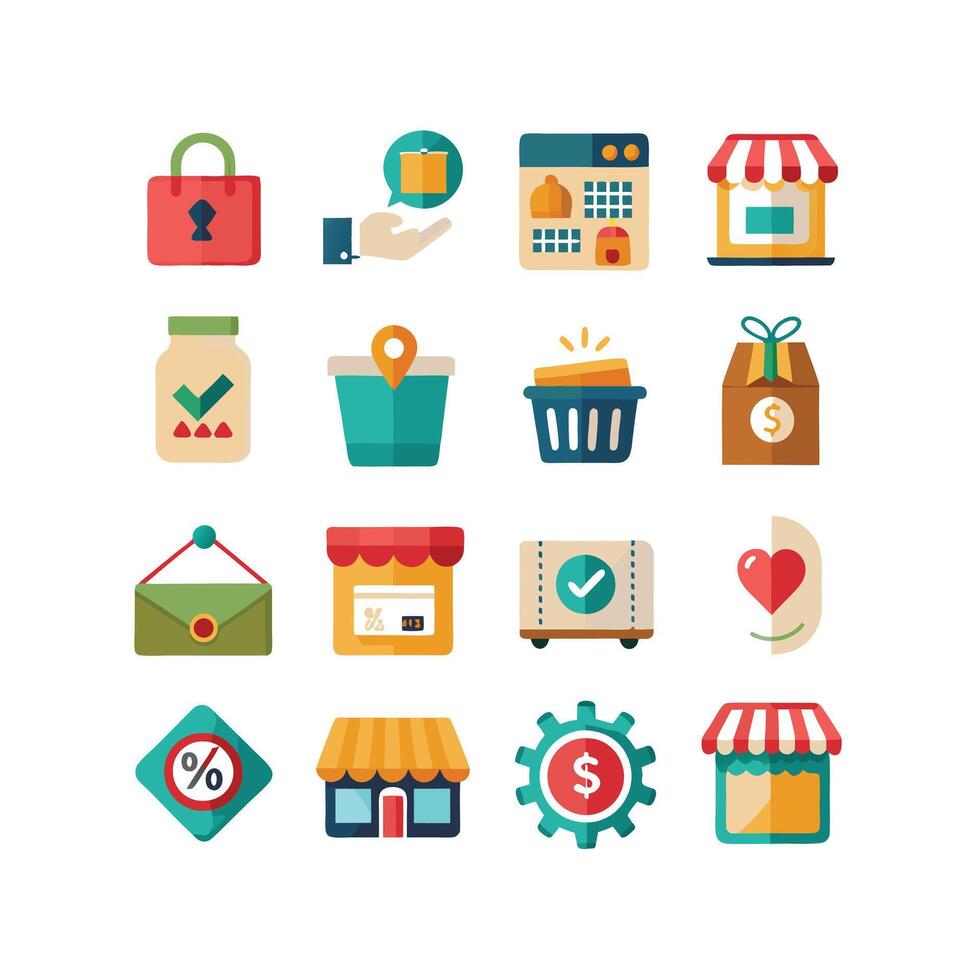 Retail and Shopping Icon Set Collection Illustration vector