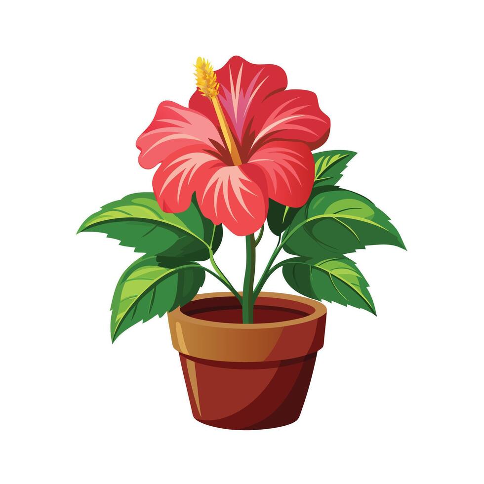 Beautiful Flowerpot Houseplant Illustration vector