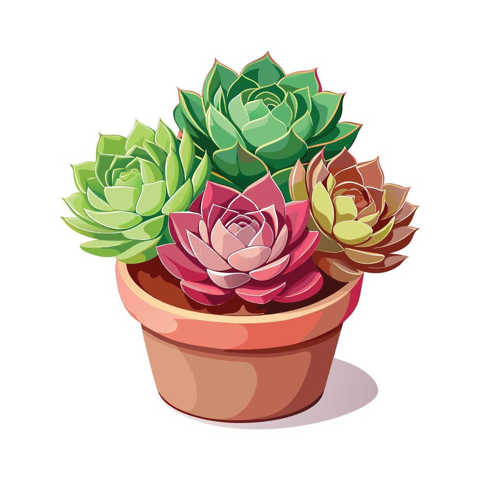 Beautiful Flowerpot Houseplant Illustration vector