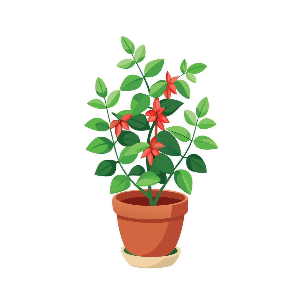 Beautiful Flowerpot Houseplant Illustration vector