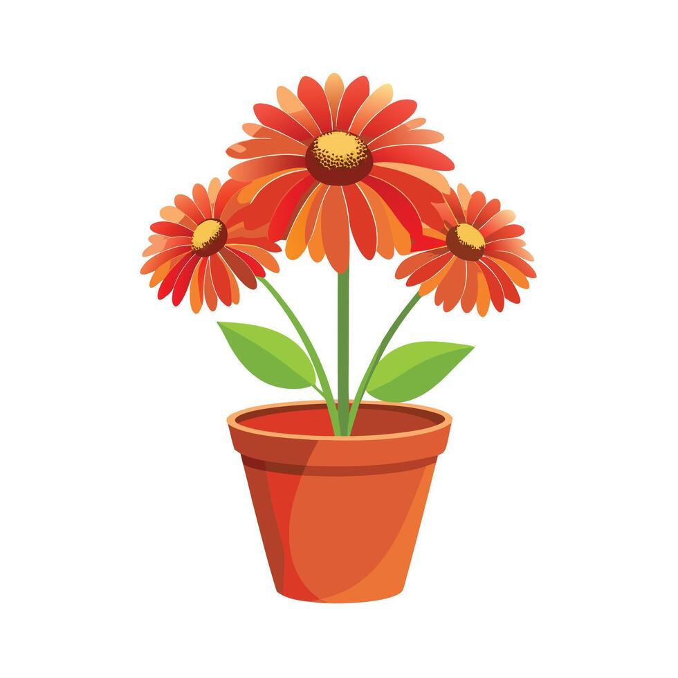 Beautiful Flowerpot Houseplant Illustration vector