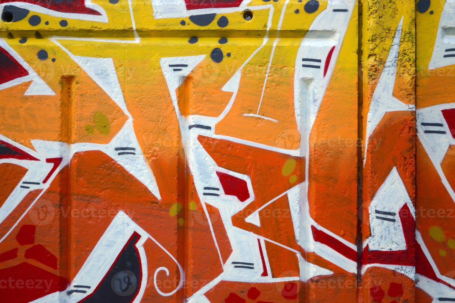 Colorful background of graffiti painting artwork with bright aerosol outlines on wall. Old school street art piece made with aerosol spray paint cans. Contemporary youth culture photo