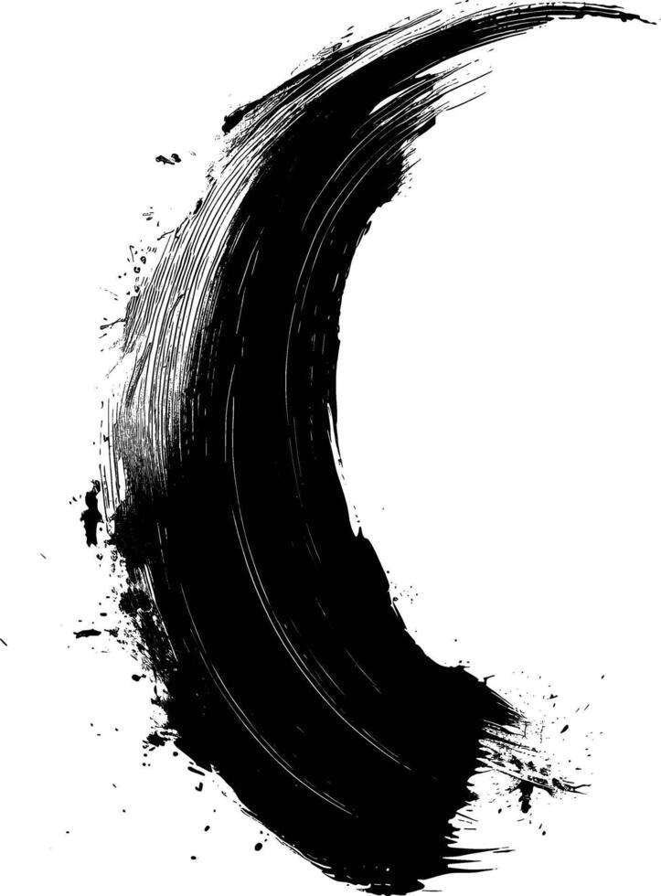 Curved arrow drawn with brush strokes. vector