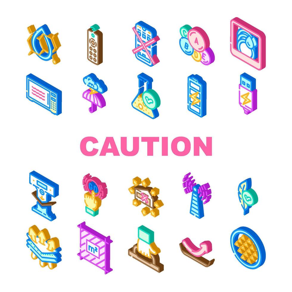 product caution label warning icons set vector