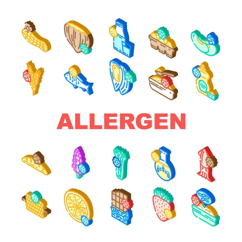 allergen product free food icons set vector
