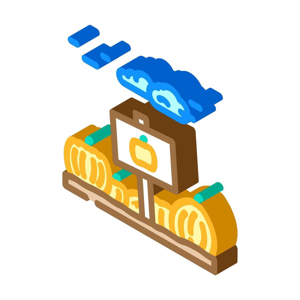 pumpkin patch autumn isometric icon illustration vector