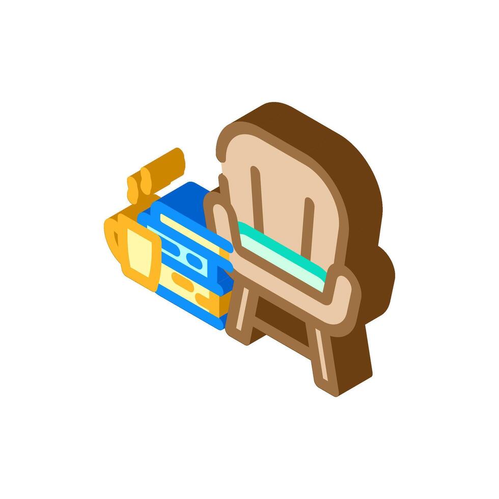 cozying up with a book autumn isometric icon illustration vector