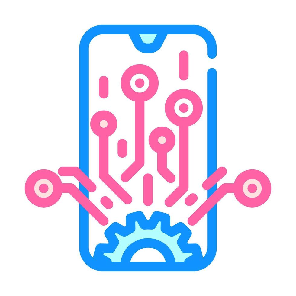 mobile technology business process color icon illustration vector