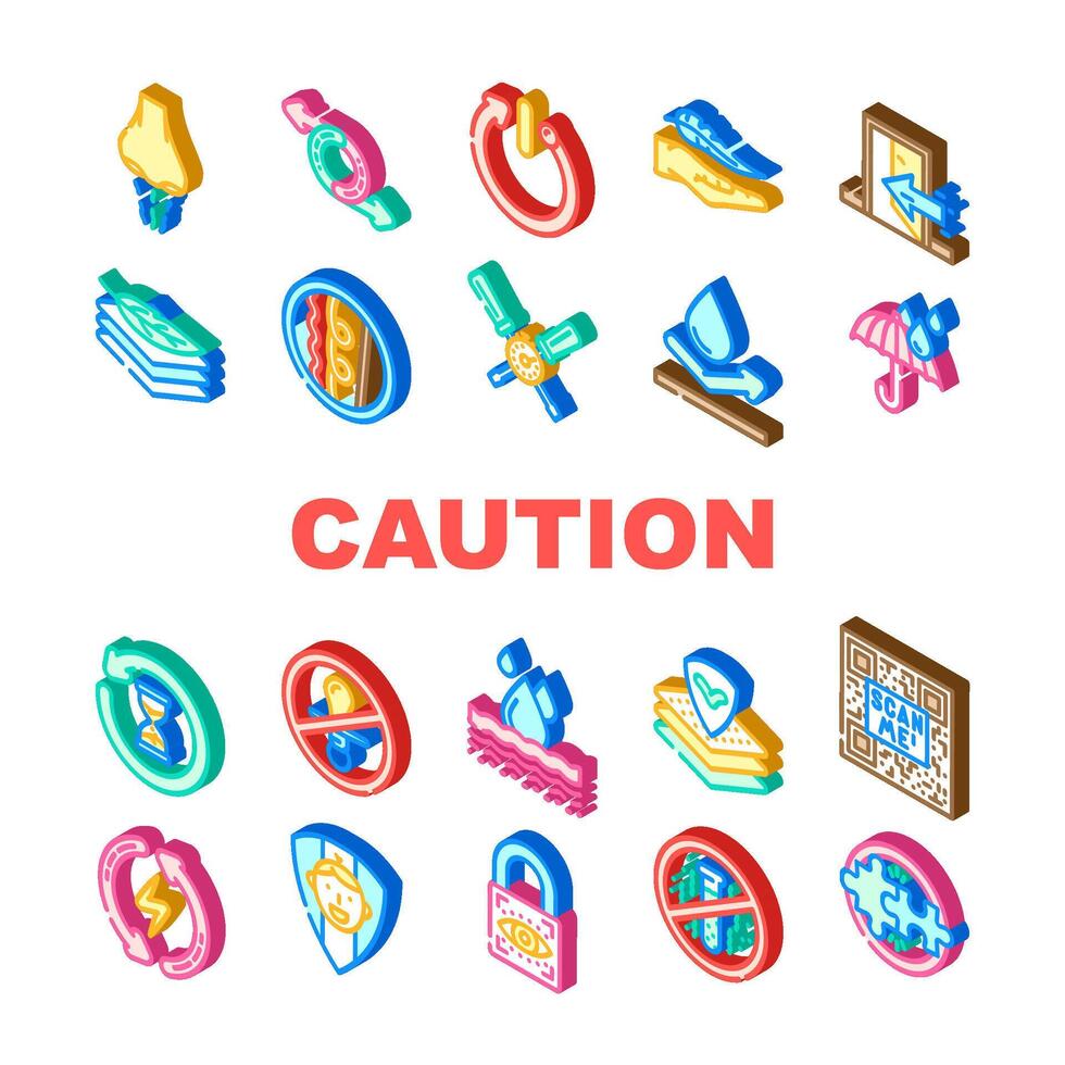 product caution label warning icons set vector