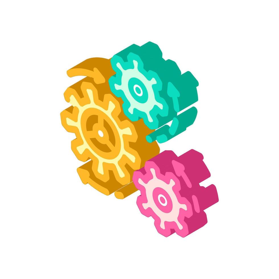 moving gears progress isometric icon illustration vector