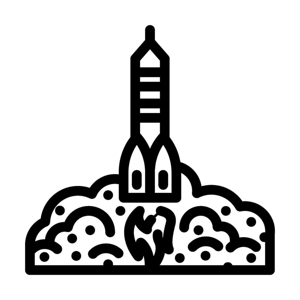 rocket ship progress line icon illustration vector