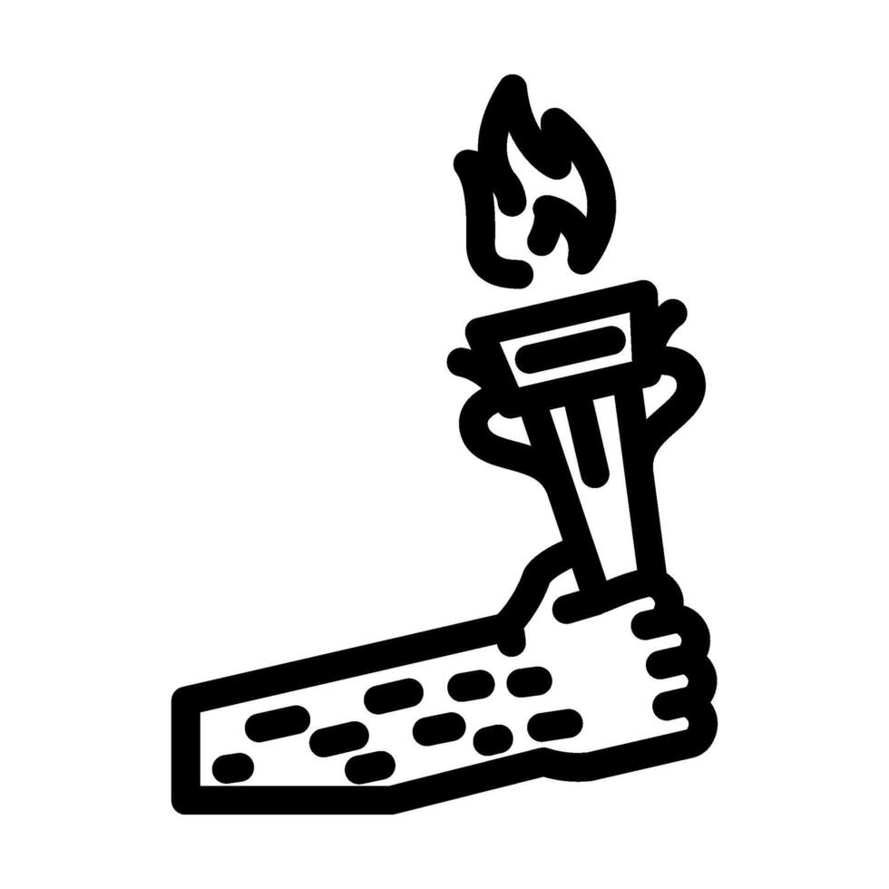 hand holding torch progress line icon illustration vector