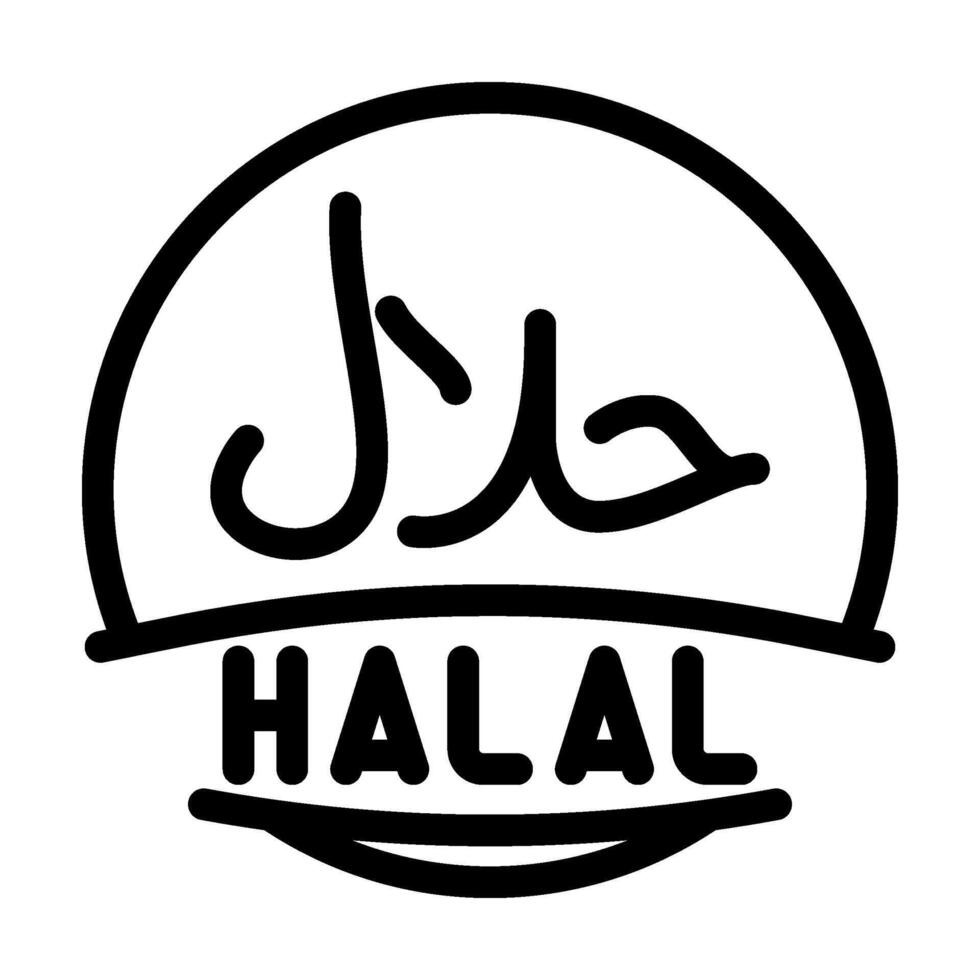 halal product label warning line icon illustration vector