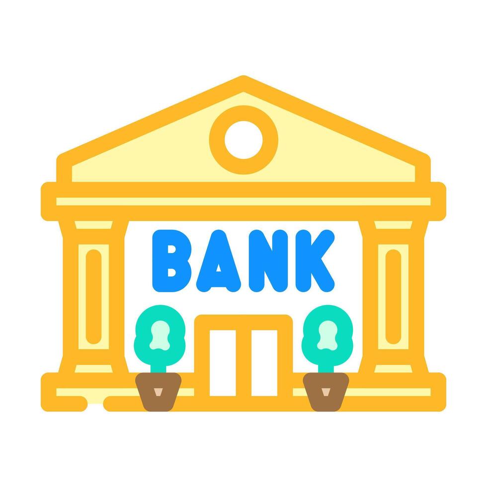 cityscape bank building color icon illustration vector