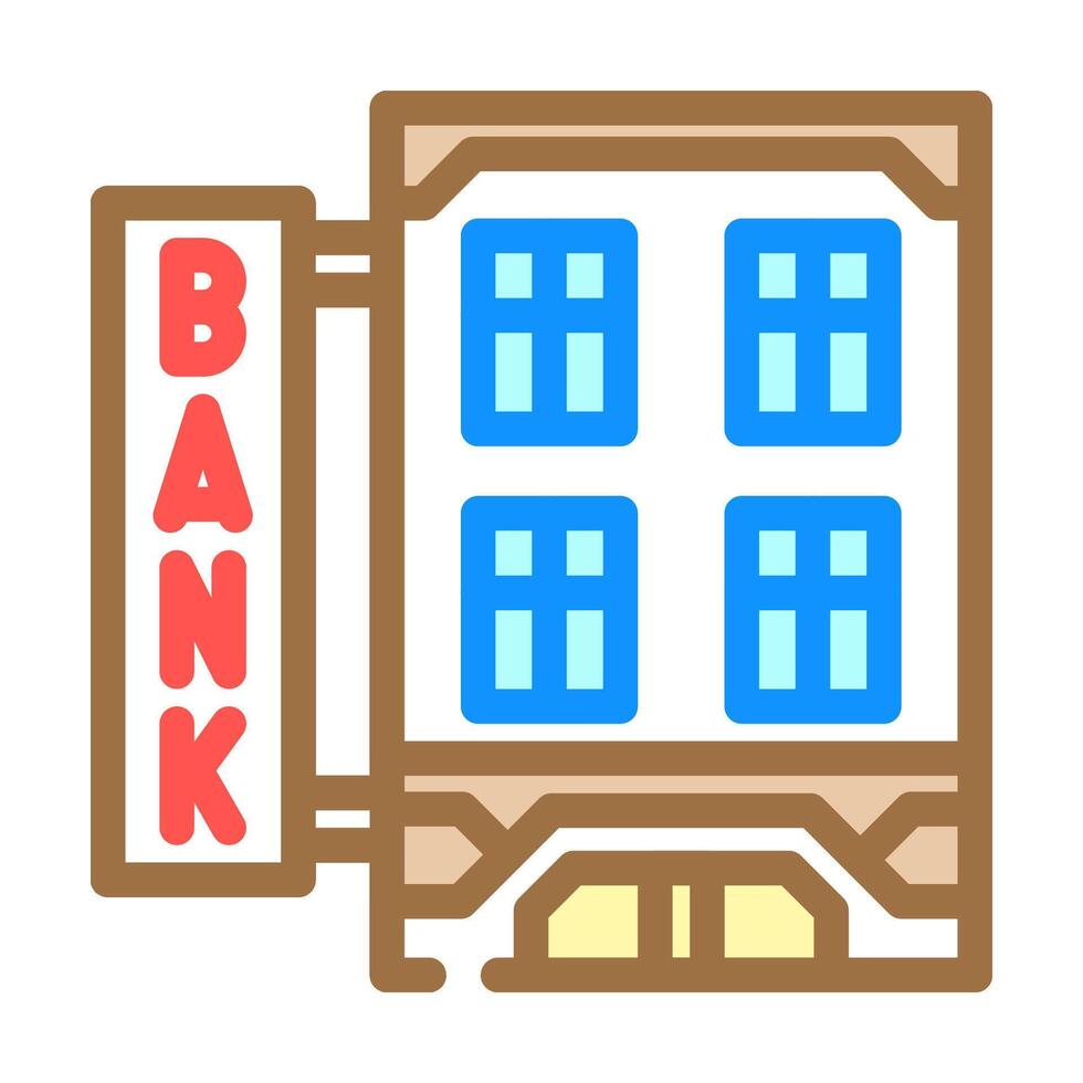 financial bank building color icon illustration vector