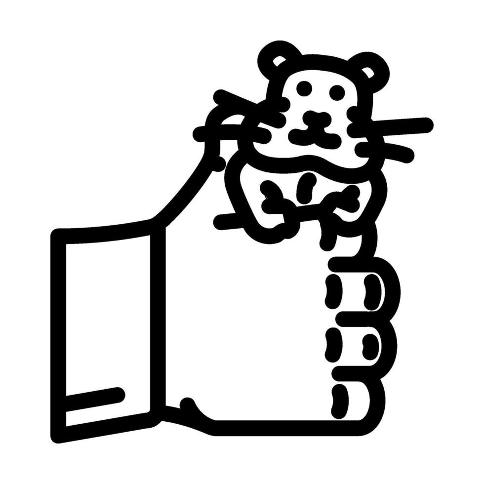 hamster hand pet line icon illustration vector