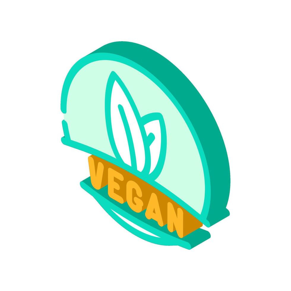 vegan product label warning isometric icon illustration vector