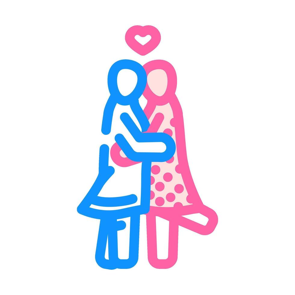 lesbian lgbt couple love color icon illustration vector