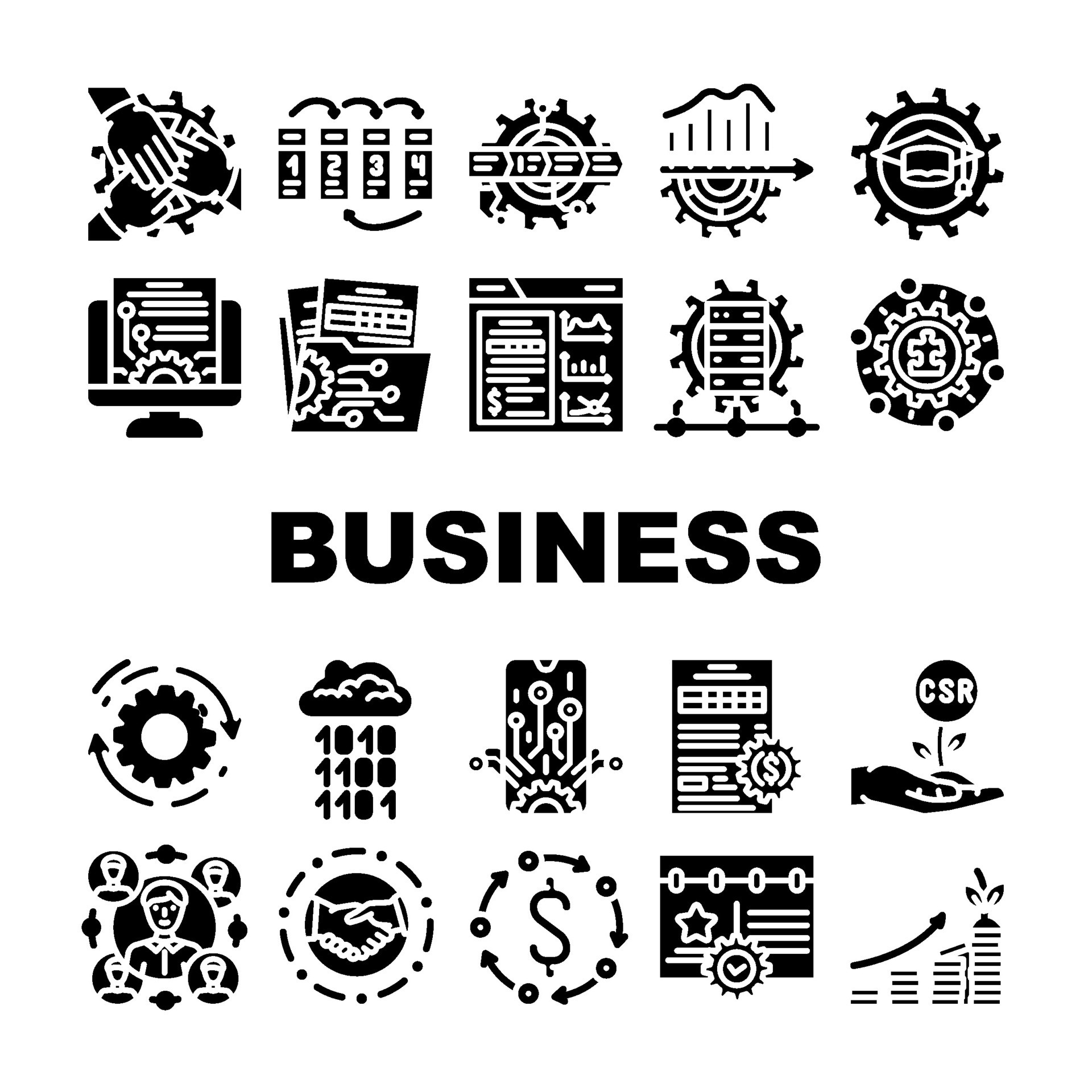 business process technology chart icons set 47624085 Vector Art at Vecteezy