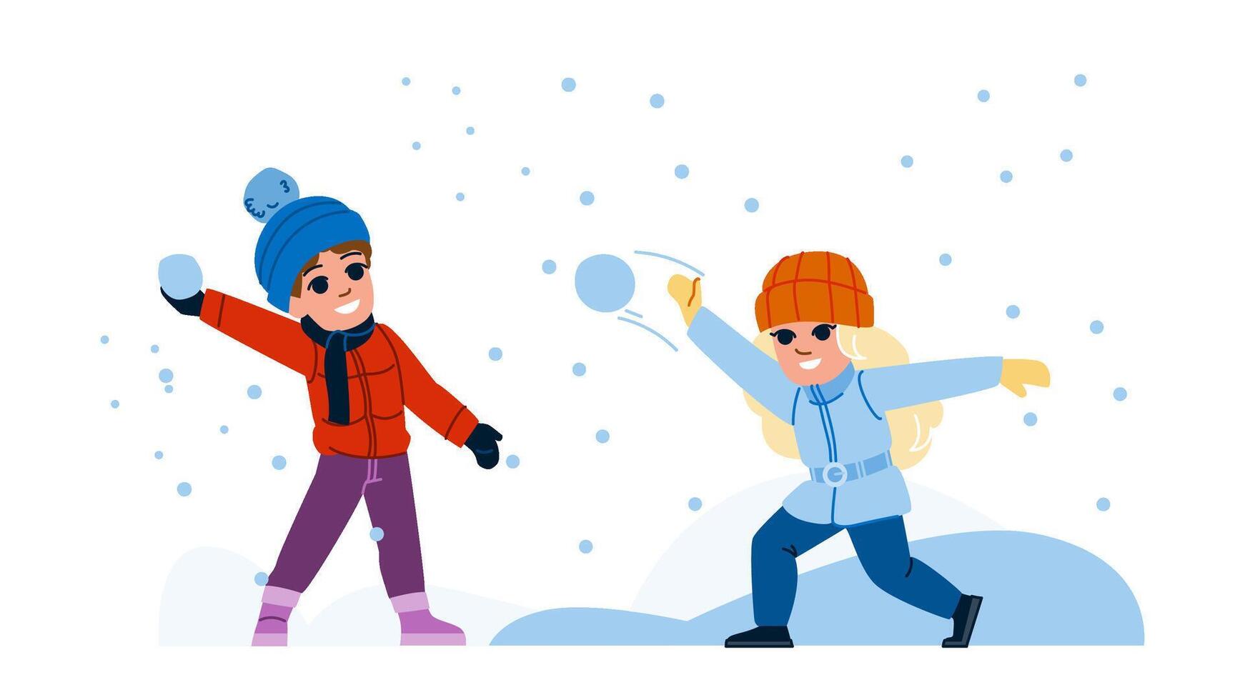 snow snowball fight kid vector