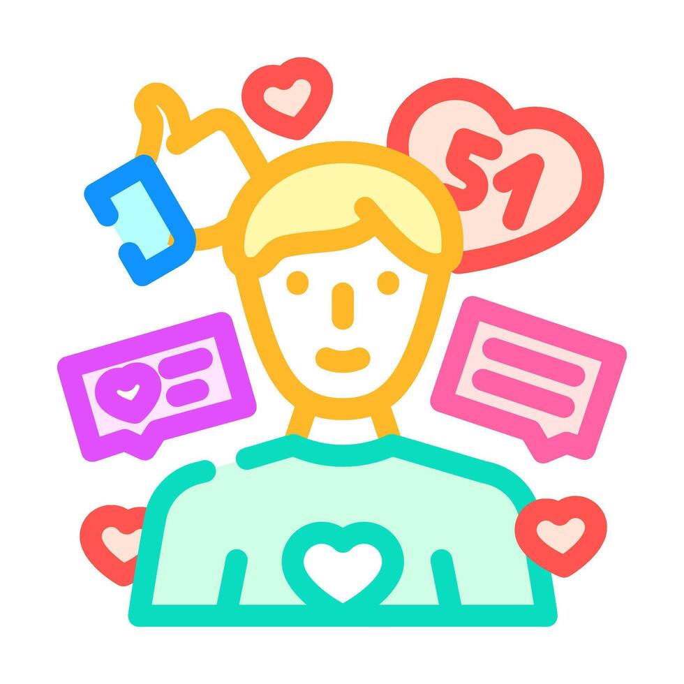 influencer marketing color icon illustration vector