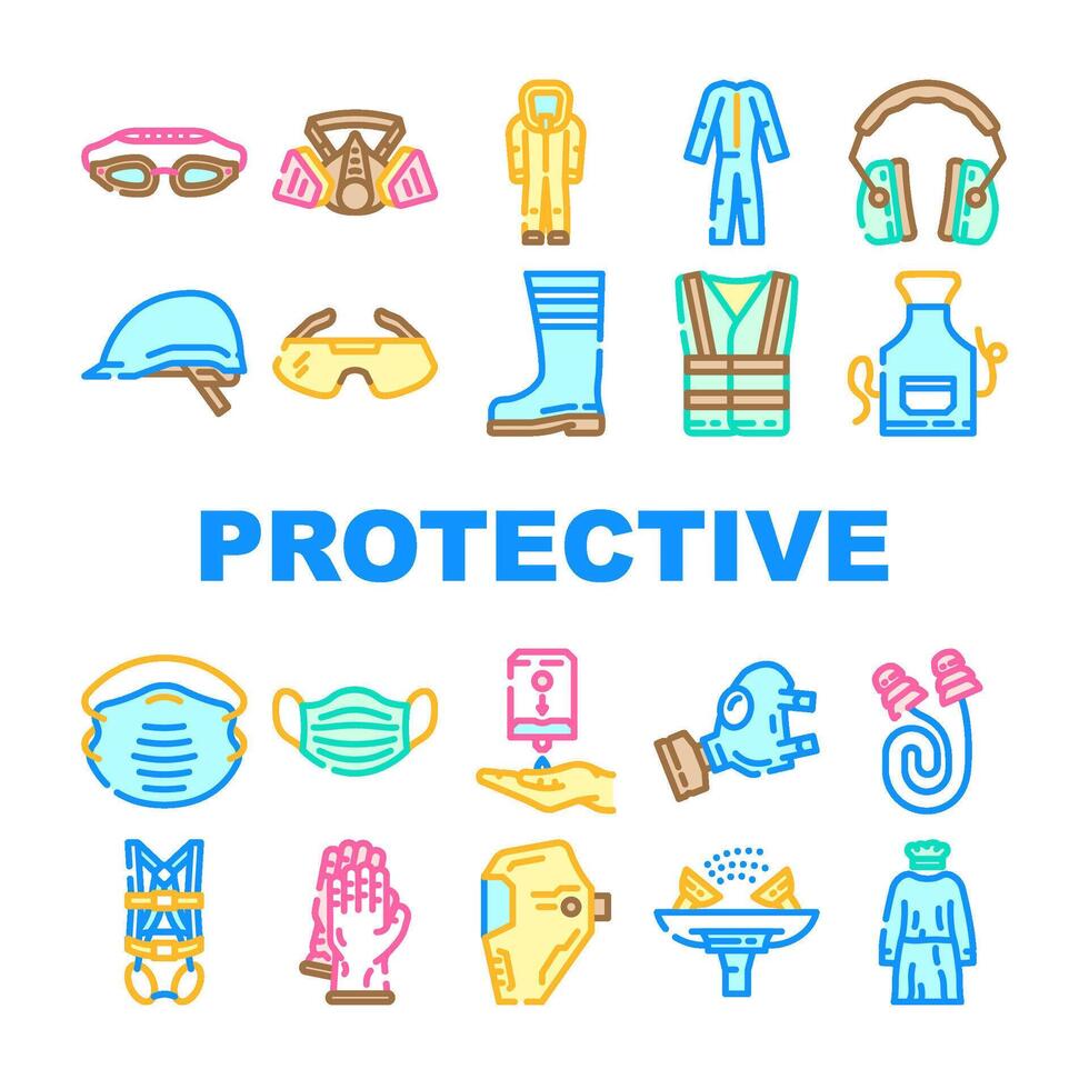 personal protective equipment ppe icons set vector