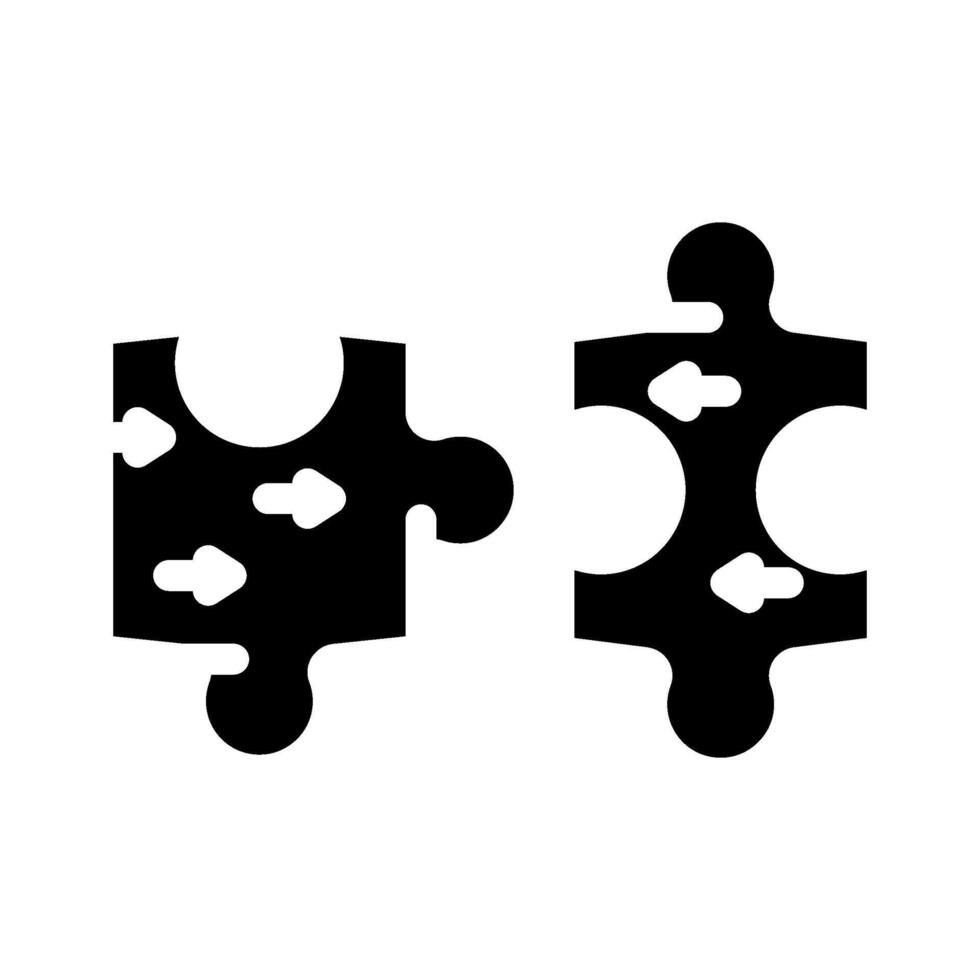 puzzle pieces coming together progress glyph icon illustration vector