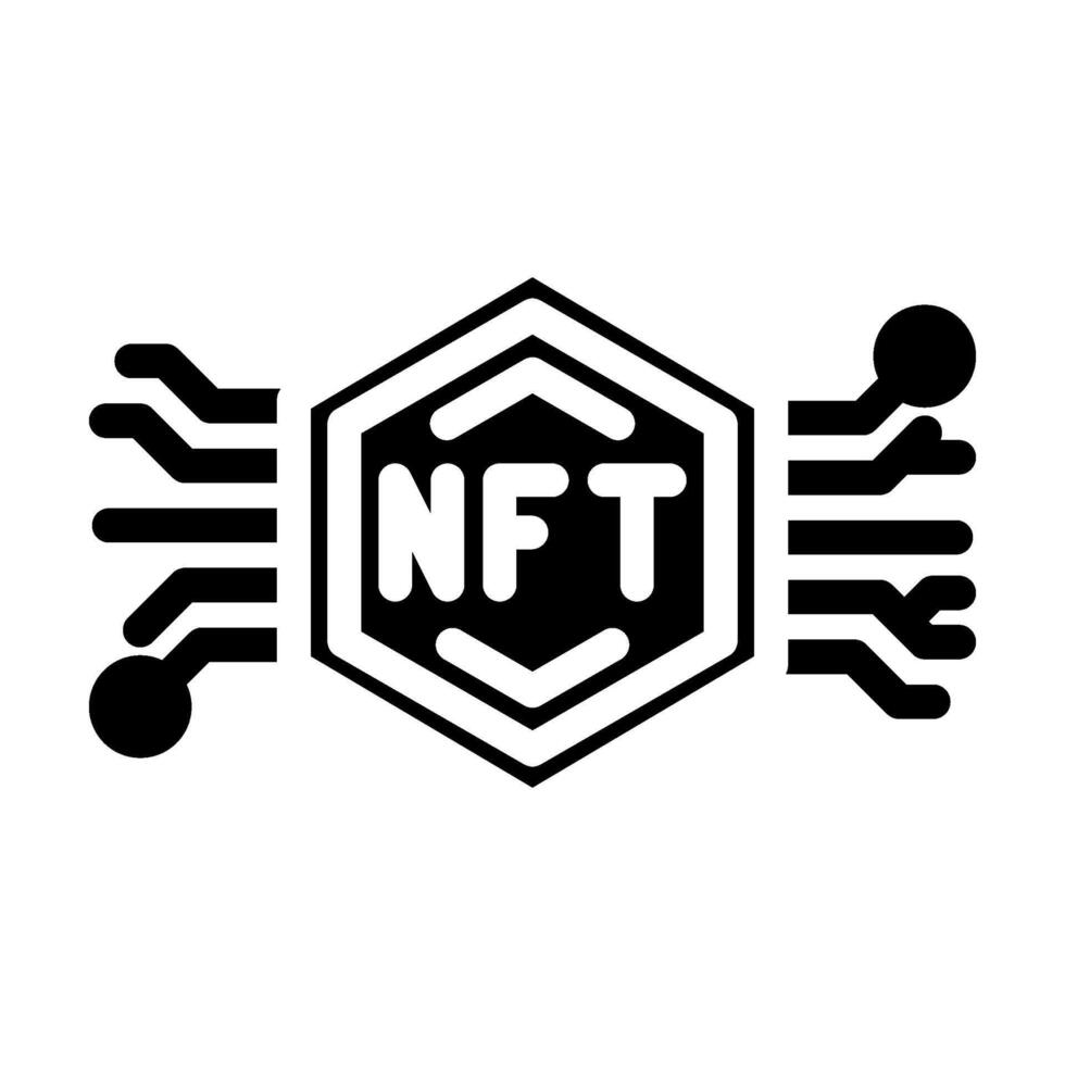 nfts non fungible tokens glyph icon illustration vector