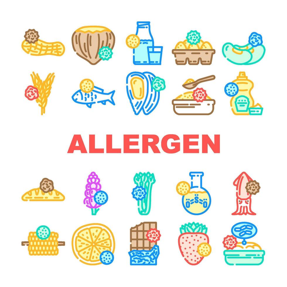 allergen product free food icons set vector