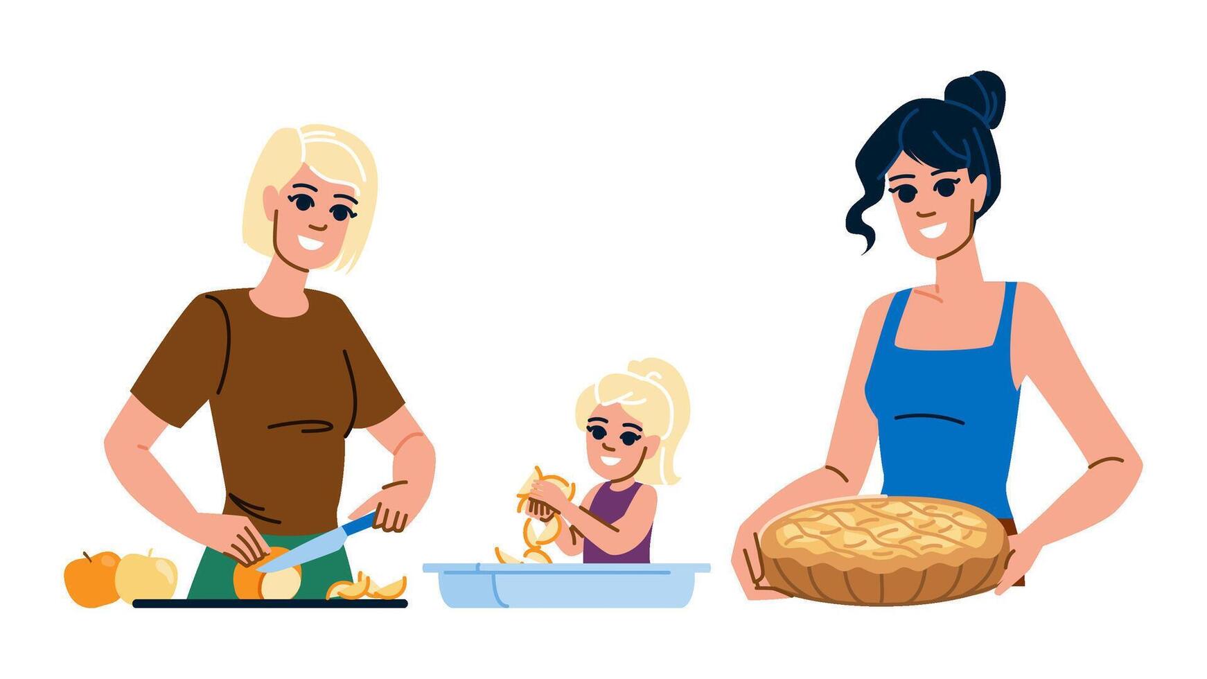 dessert baking apple pie vector
