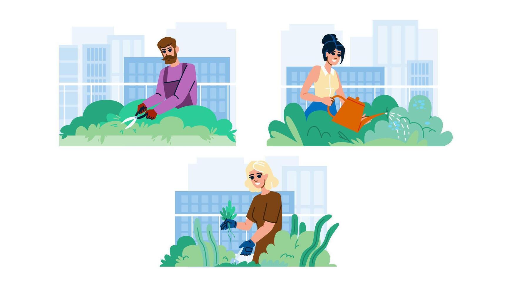 urban rooftop gardening vector