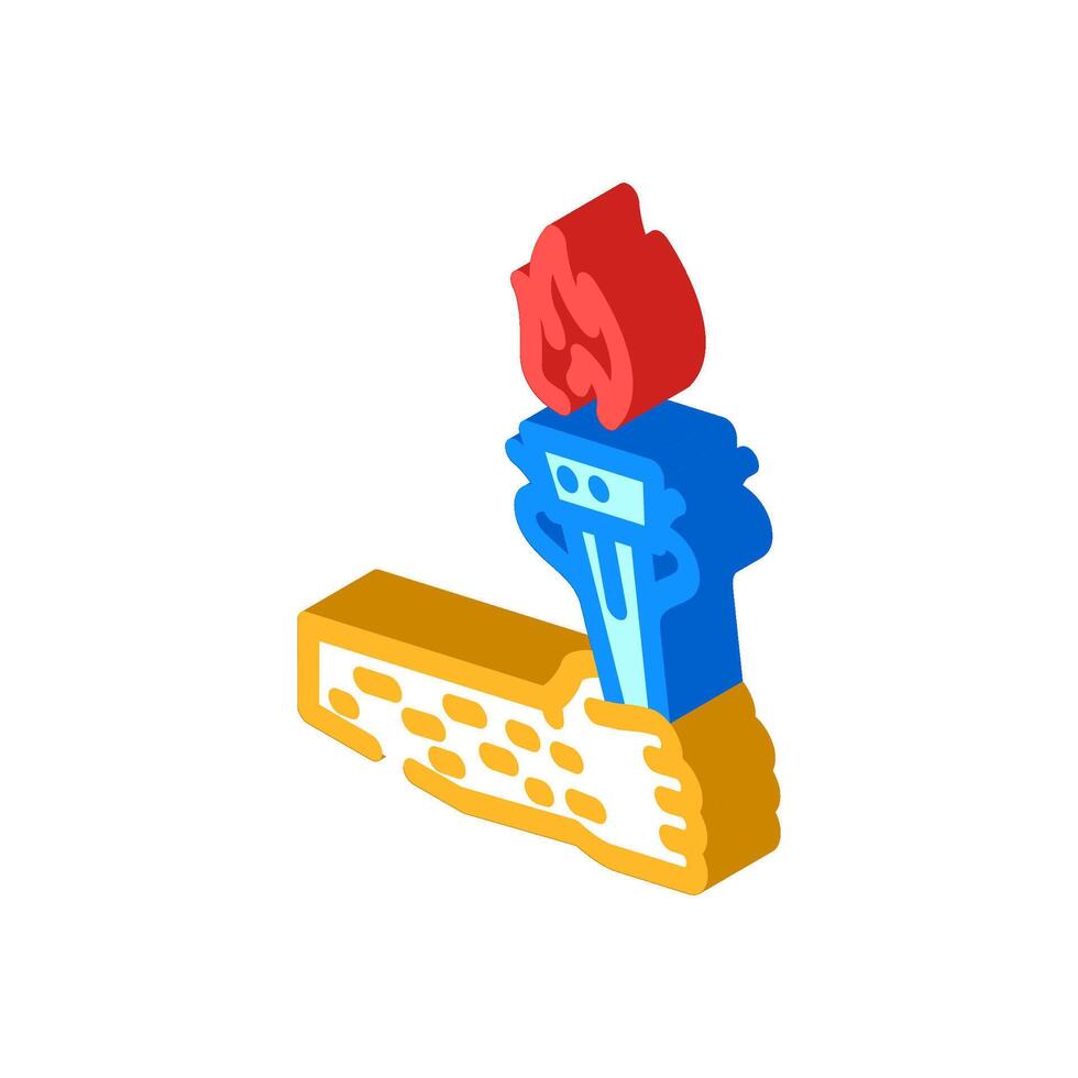 hand holding torch progress isometric icon illustration vector