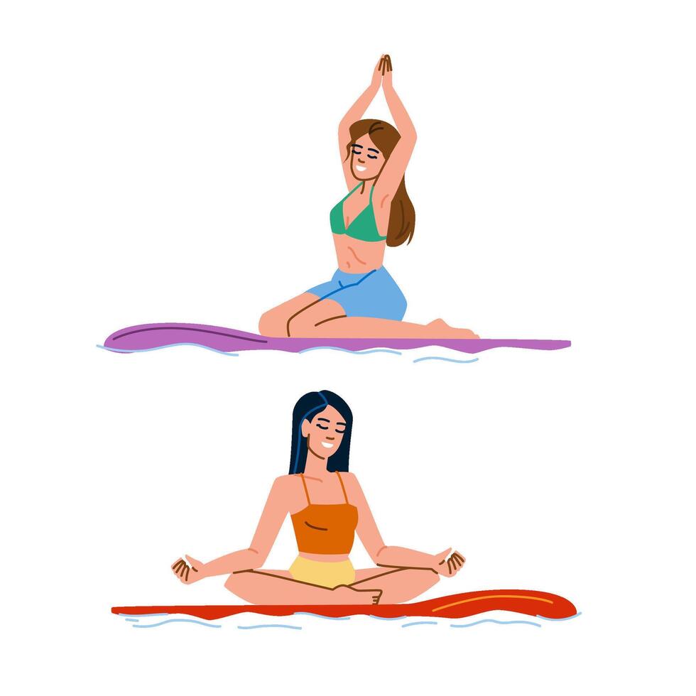 stand paddle board yoga vector