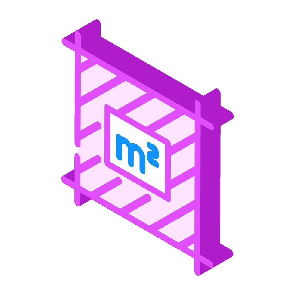 area square metre label product caution isometric icon illustration vector