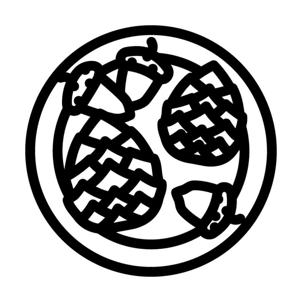 collecting pinecones acorns line icon illustration vector