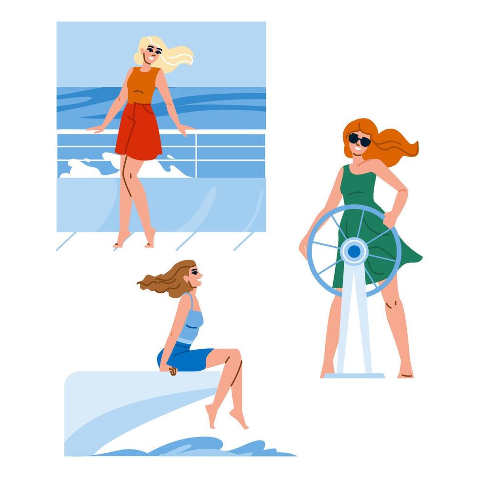 yacht sailing trip woman vector