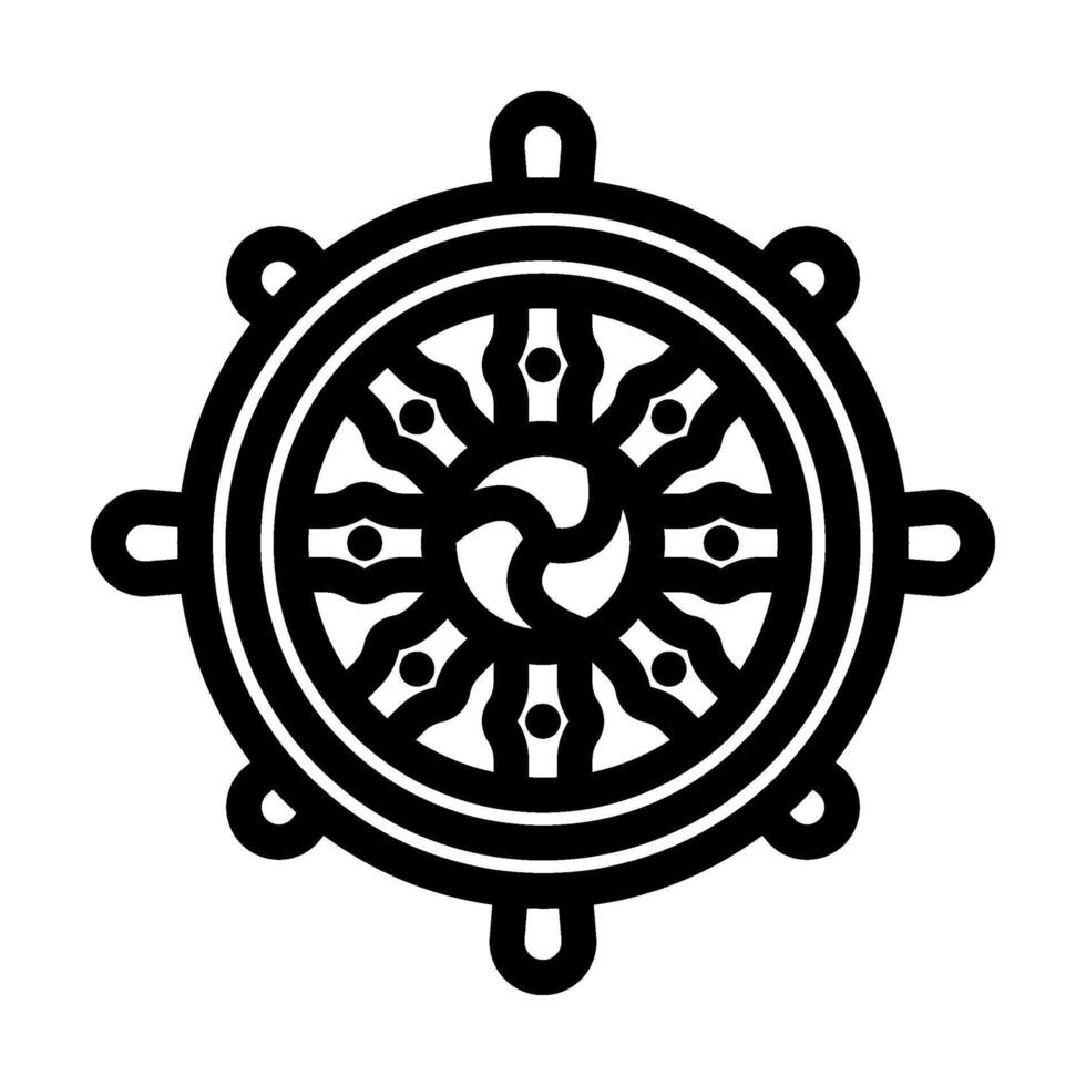 dharma wheel dharmachakra line icon illustration vector